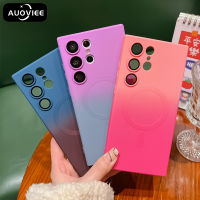 AUOVIEE เคสซิลิโคนเหลวแบบไล่ระดับสีสำหรับ Samsung S23อัลตร้า Magsafe เคสสำหรับกาแล็คซี่ S23บวก S22ฝาครอบตัวปกป้องกล้องถ่ายรูปเป็นพิเศษ