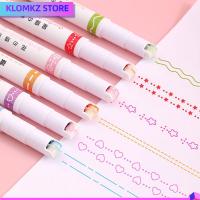 KLOMKZ 6PCS กราฟฟิตี เครื่องใช้ในสำนักงาน เครื่องมือวาดภาพวาด ดอกไม้-รูปร่าง ไฮไลท์เน้นข้อความ เส้นโค้งเส้น หลายรูปทรง รวมแบบบูรณาการ ปากกาเน้นข้อความโค้ง ปากกามาร์กเกอร์