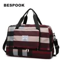 Bespook Women Foldable Travel Bags with Shoe Compartment Shoulder Strap Multifunctional Large Capacity Folding Handbag DuffleShoe Bags