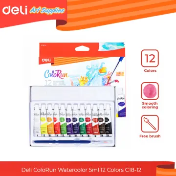 Deli 8/12/21 Colors Watercolor Painting Set Vivid Colors Non-toxic