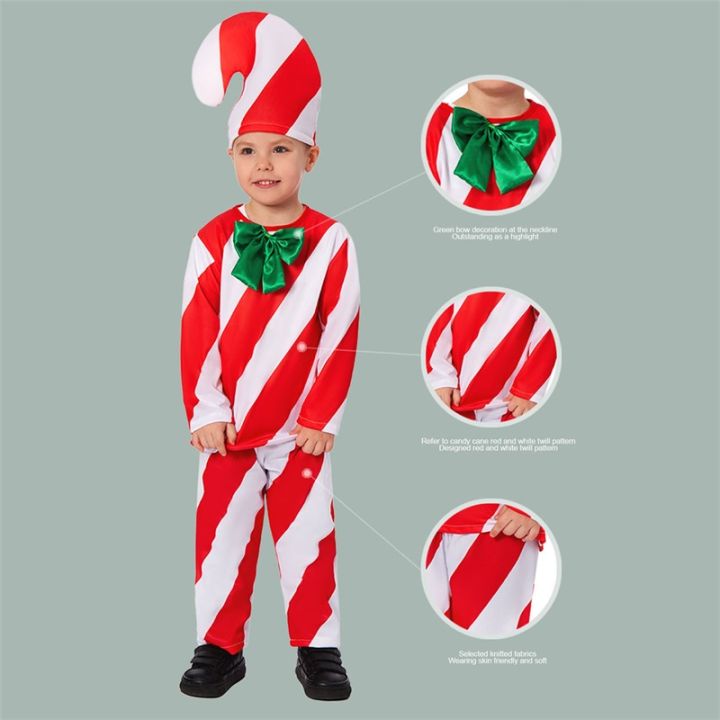 lily'sshop 2023 New Kids Christmas Candy Cane Costume Long Sleeve ...