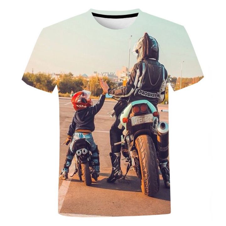 แนวโน้มแฟชั่นเสื้อยืดผู้ชาย-cool-เสื้อยืดรถจักรยานยนต์บุคลิกภาพ-street-คุณภาพสูง-3d-พิมพ์แขนสั้น