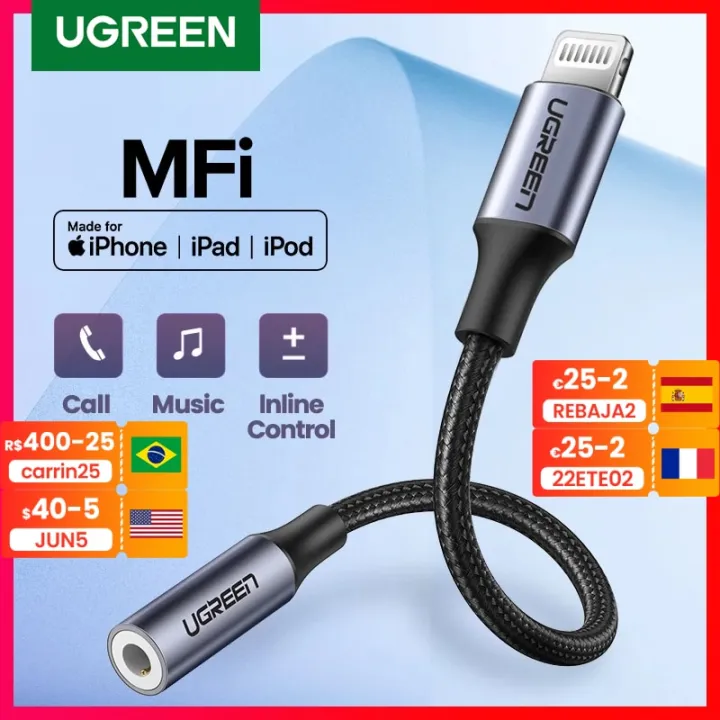 UGREEN MFi Lightning to 3.5mm Jack AUX Cable for iPhone 12 11 Pro X XS