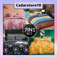 CADAR Bercorak 100 Cotton 7 In 1 1000TC High Quality Fitted Bedsheet With Comforter (QueenKing)