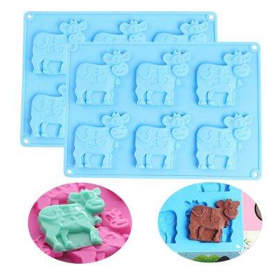 GL-แม่พิมพ์ ซิลิโคน ทรงตื้น รูปวัว 6 ช่อง (คละสี) Cow silicone mold