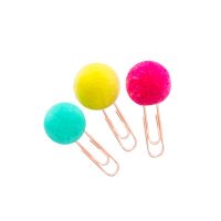 100pcs/lot Plush Ball Clip Bookmark Kawai Fashion For School And Office Gifts Have High Quality