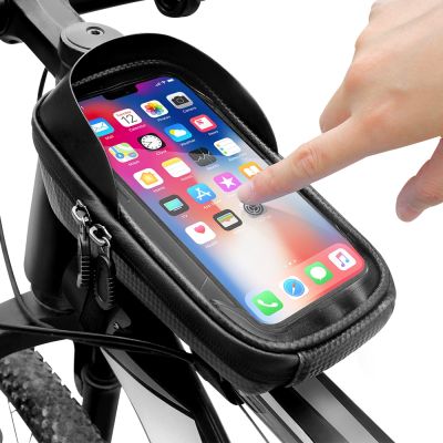 Waterproof Bike Phone Holder Bags Touch Screen Bicycle Phone Mount Front Frame Bag For iPhone 13 12 11 Pro X Max Samsung S21 20 Car Mounts