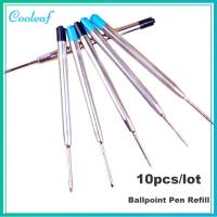 COOLEAF 10PCS/LOT 0.5mm ใหม่ อุปกรณ์เครื่องเขียน ลายเซ็น ปากกาลูกลื่นแบบเติม แกนกลางปลายปากกา โลหะ หมึกสีน้ำเงิน/ดำ