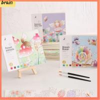 BRAIN 20 Sheets นักเรียนเด็ก เครื่องมือการศึกษาในยุคแรก ของขวัญสำหรับเด็ก ของเล่นวาดภาพระบายสี หนังสือภาพกราฟฟิตี สมุดวาดภาพสีน้ำแบบพกพา สมุดระบายสีน้ำ