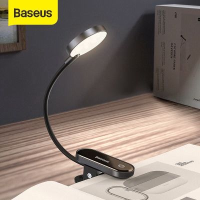 Baseus โคมไฟ LED ขนาดเล็ก ถนอมสายตา แบบหนีบ ปรับความสว่างได้ ชาร์จได้ สำหรับอ่านหนังสือ