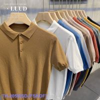 Top LUUD Cotton Flat Machine Collar Ice Silk Knitted T-Shirt Summer Simple Breathable Short-Sleeved POLO Shirt Korean Version Slim Top Men YY ▨