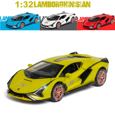 1:32 Lamborghini SIAN ล้อแม็กรถยนต์รุ่นเสียงและแสงดึงกลับคอลเลกชัน D Iecast ยานพาหนะรถยนต์ของเล่นสำหรับเด็ก