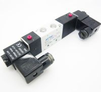 โซลินอยด์วาล์ว โซลินอยวาวล์ ปิดเปิดลม AirTAC 4V230C-08 DC 12V 3 Position 5 Way Air Solenoid Valve