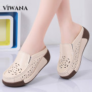 VIWANA Wedges Shoes For Women Genuine Leather Platform Sneakers Slip On
