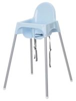 ANTILOP Highchair with safety belt, light blue/silver-colour (อันติลูป เก้าอี้สูงพร้อมเข็มขัดรัด, ฟ้าอ่อน/สีเงิน)