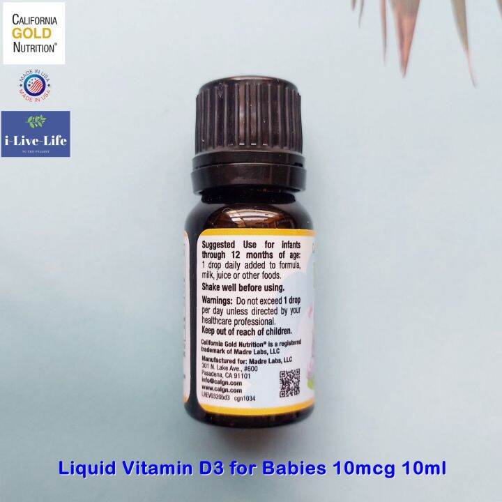 วิตามินดีสาม-ชนิดน้ำ-สำหรับเด็กแรกเกิด-1ขวบ-liquid-vitamin-d3-for-babies-10mcg-10ml-california-gold-nutrition-d-3