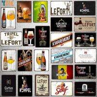 Lupeishop เบลเยียมเบียร์ Omer Kwaremont Tripel Lefort แผ่นโลหะวินเทจสำหรับ Wall Bar Home Pub Art Kitchen Coffee Decor 30X20CM