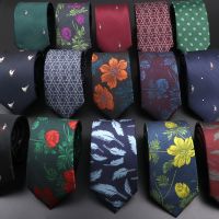 Novelty Mens Tie Floral Feather Elk Geometric Patten Red Blue Neckties Leisure Business Daily Wear Cravat Wedding Party Gift Ties