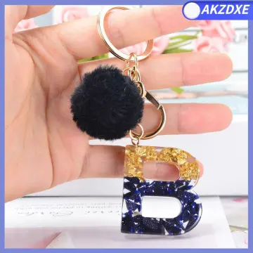 AZ Initial Letters Pendant Keychains Cute Car Alphabet Key Chains Rings  Women Men Charm Keyring Bag Couple Accessories Gifts (Color: C)