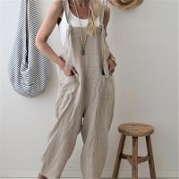 【CW】 Dungarees Harem Pants Loose Jumpsuit Baggy Trousers Overalls Bib Bodysuit Ladies Cotton