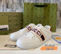 รองเท้าG_UCCI ACE STRIPE IVORY SIZE.36-45 *ขาว* เบา ใส่สบาย ยืดเกาะได้ดี รองเท้าผู้ชาย-หญิง รองเท้าแฟชั่น รองเท้าลำลอง รองเท้าใส่เที่ยว