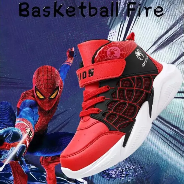 HOT--Cartoon Print High-top Sneakers Basketball Shoes for Kids Fashion  Spiderman Casual Rubber Shoes for Boys Size 28-39 Aged 5-14 Years | Lazada  PH