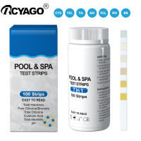 RCYAGO แบบพกพา100แถบ7 In 1ทดสอบสระว่ายน้ำแถบทดสอบน้ำ PH มิเตอร์คลอรีนมิเตอร์ CYA ทดสอบความแข็งรวมสำหรับสระว่ายน้ำ,สปา