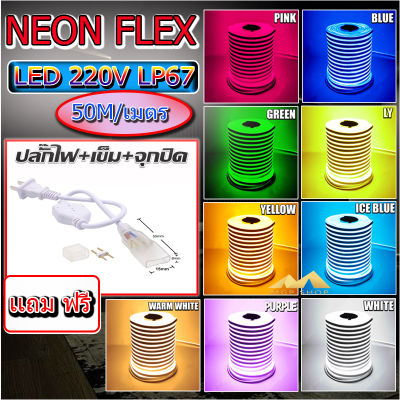 LED Neon Flex ไฟเส้น ประดับตกแต่งแม้ในบ้าน หรือนอกบ้าน มีสีให้เลือกมากมาย ขนาด 50 เมตร