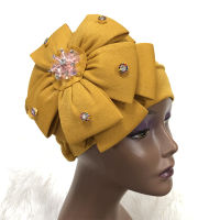 Nigeria Already Made Gele Cap with Stones for Patry African Gele Headtie With Colorful Turban Head Head Wrap Muslim Cap Aso Oke