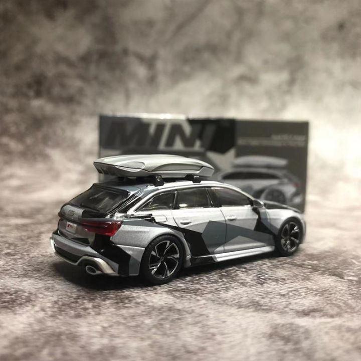 mini-gt-1-64-model-car-audi-rs-6-avant-silver-camouflage-die-cast-alloy-vehicle-display-collection