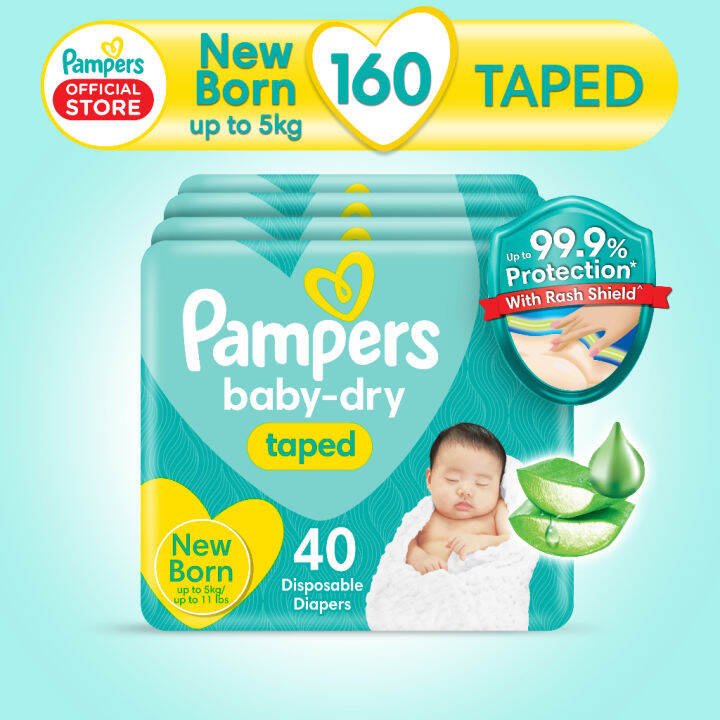 Pampers Baby Dry Taped Diapers Newborn 40s x 4 packs (160 pcs) | Lazada PH