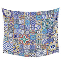 Moroccan Tiles Colorful Arabesque Hippie Tapestry Fabric Wall Hanging Beach Room Decor Cloth Car Yoga Mats Sheet Sofa Blanket