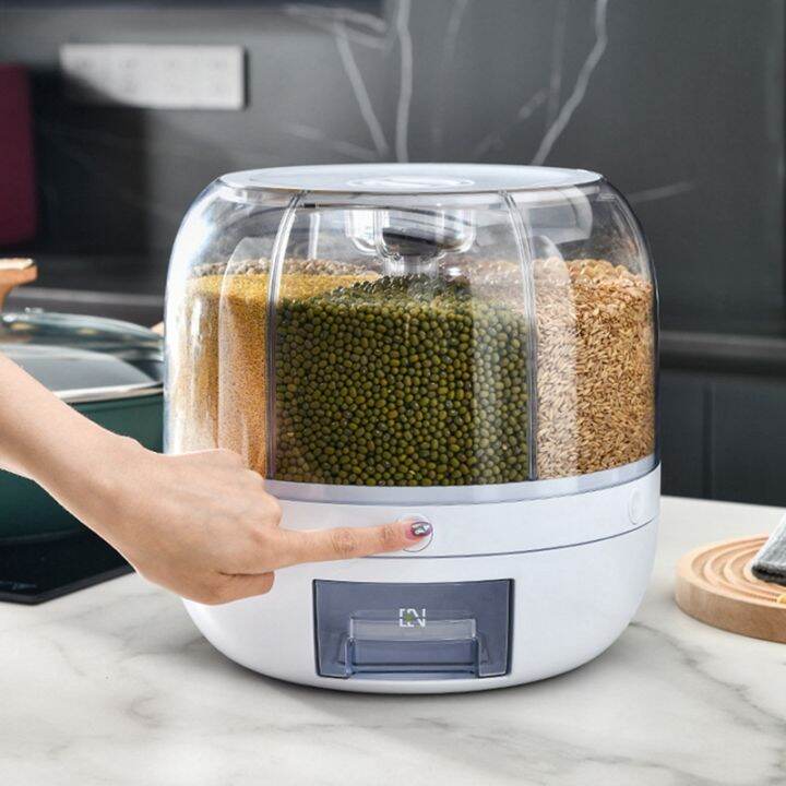 rice-dispenser-6-grid-12lbs-rotating-rice-dispenser-rice-amp-grain-storage-container-one-click-rice-output-for-grains