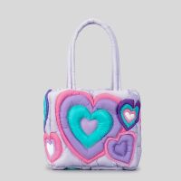 ?Dream Best? Casual Colorful Heart Padded Women Shoulder Bags Designer Quilted Lady Handbags Nylon Down Cotton Tote Bag Sweet Puffy Purses