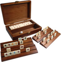 Best Chess Set Tracy Mini Travel Rummy Tile Board Game in Wood Case with Wooden Racks and Urea Tiles