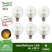 6 หลอด  หลอดไฟวินเทจ Vintage LED 1.6W แก้วสีใส ขั้ว E27 รุ่น LED12