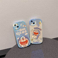 บลูเรย์เคสโทรศัพท์ซิลิโคน IMD สำหรับ IPhone 11 12 13 14 Pro Max เคสน่ารักลายการ์ตูนแฮปปี้โดราเอมอนเคสโทรศัพท์ฝาครอบด้านหลังกันกระแทก