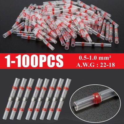 10/50/100Pcs 22-18AWG Insulated Waterproof Solder Seal Sleeve Splice Terminals Heat Shrink Electrical Wire Butt Connectors Electrical Circuitry Parts