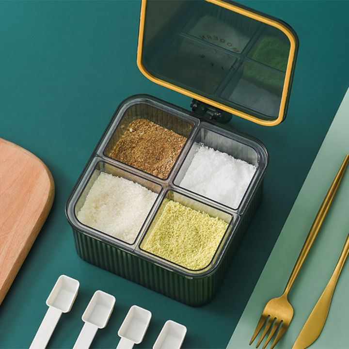 kitchen-condiment-box-combination-set-four-grid-integrated-salt-household-multi-seasoning-with-cover