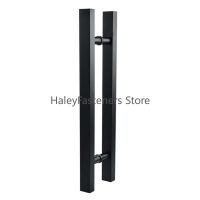 Matte Black Stainless Steel Glass / Wooden Door Handle Door Hardware Locks