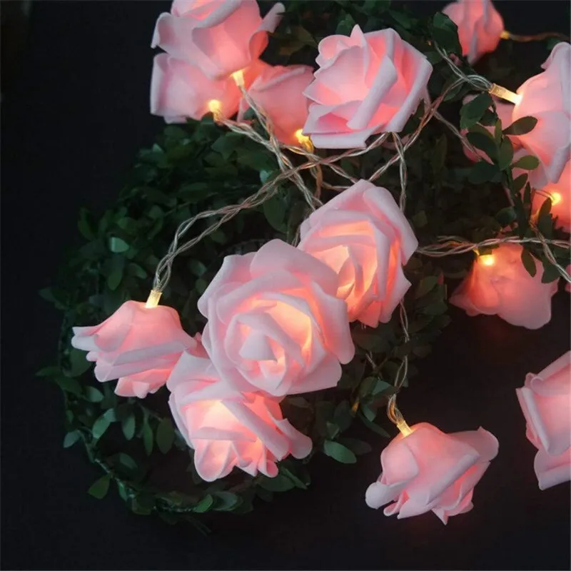LED Artificial Rose Flower String Lights Garland Christmas Tree Lights for  Home Outdoor Valentine's Day Wedding Decor 10-80leds