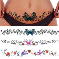 1pc Butterfly Flower Vines Lace Women Couple Waterproof Stickers Tattoos Fake Waist Sexy Art Fashion Colorful Tatoo