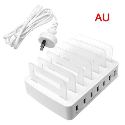 USB Charger Quick Charging Station Dock 6 Port 2.4A Mobile Phone Tablets Multiple Devices Organizer Desktop Stand Power Adapter