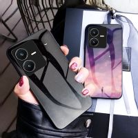 เคสสำหรับ VIVO Y22s Y22 Y 22S VivoY22s Galaxy ท้องฟ้าเต็มไปด้วยดวงดาวกระจกเทมเปอร์หินอ่อนนิ่มกรอบซิลิโคนแข็งเคสโทรศัพท์ปิดขอบครอบคลุมนุ่ม TPU โทรศัพท์