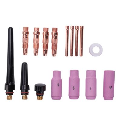 16Pcs TIG Welding Torch Accessories Nozzle Cup Collet Gasket Consumables Kit TIG Welding Torch Supplies for WP-17/18/26