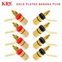 KRE 8Pcs Gold-plated Binding Post Speaker Terminal Audio Terminal 4MM Banana Plug Socket