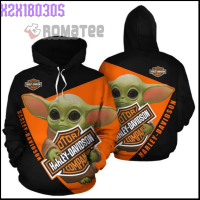 Baby Yoda Harley-Davidson Motor Company 3D All Over Print Hoodie