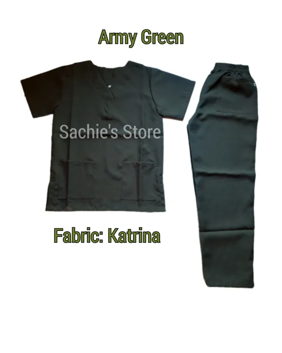 Army Green Scrubsuit Set Plain Scrub Suit Terno (Katrina Fabric