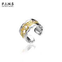 [Han ornaments] F.I.N.S 1PC Original S925 Sterling Silver Double Color Earcuff No Piercing Hollow Wide Earrings Without Ear Hole Catilage Jewel