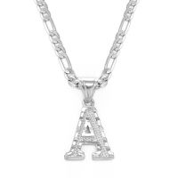 Anniyo A-Z Letters Pendant Necklaces for Women Men Girls English Initial Alphabet Figaro Chains Silver Color Jewelry 058002D